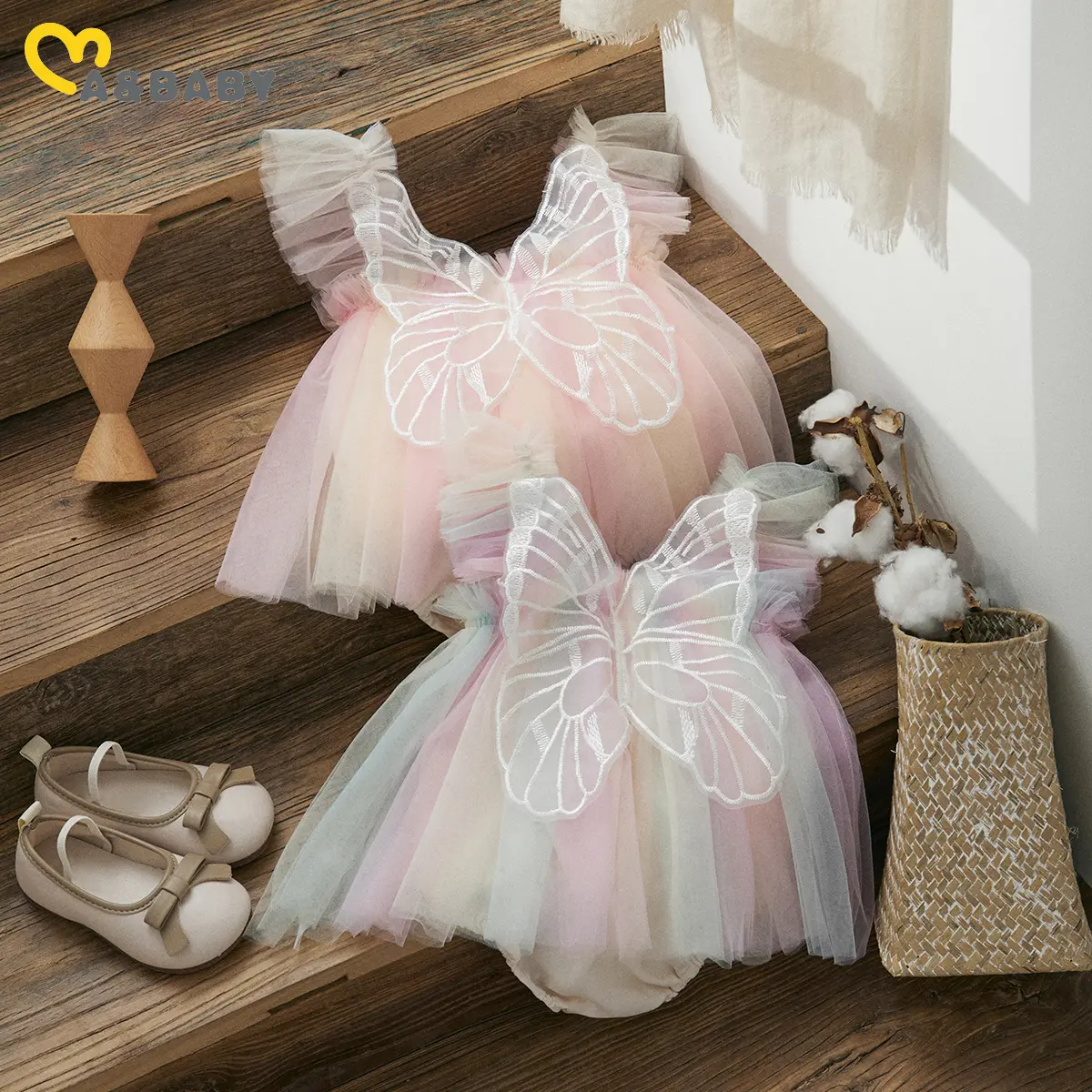 ma&baby 3-24M Baby Girl Romper Newborn Infant Toddler Tulle Jumpsuit Princess Butterfly Wings Summer Clothes Sunsuit Playsuit