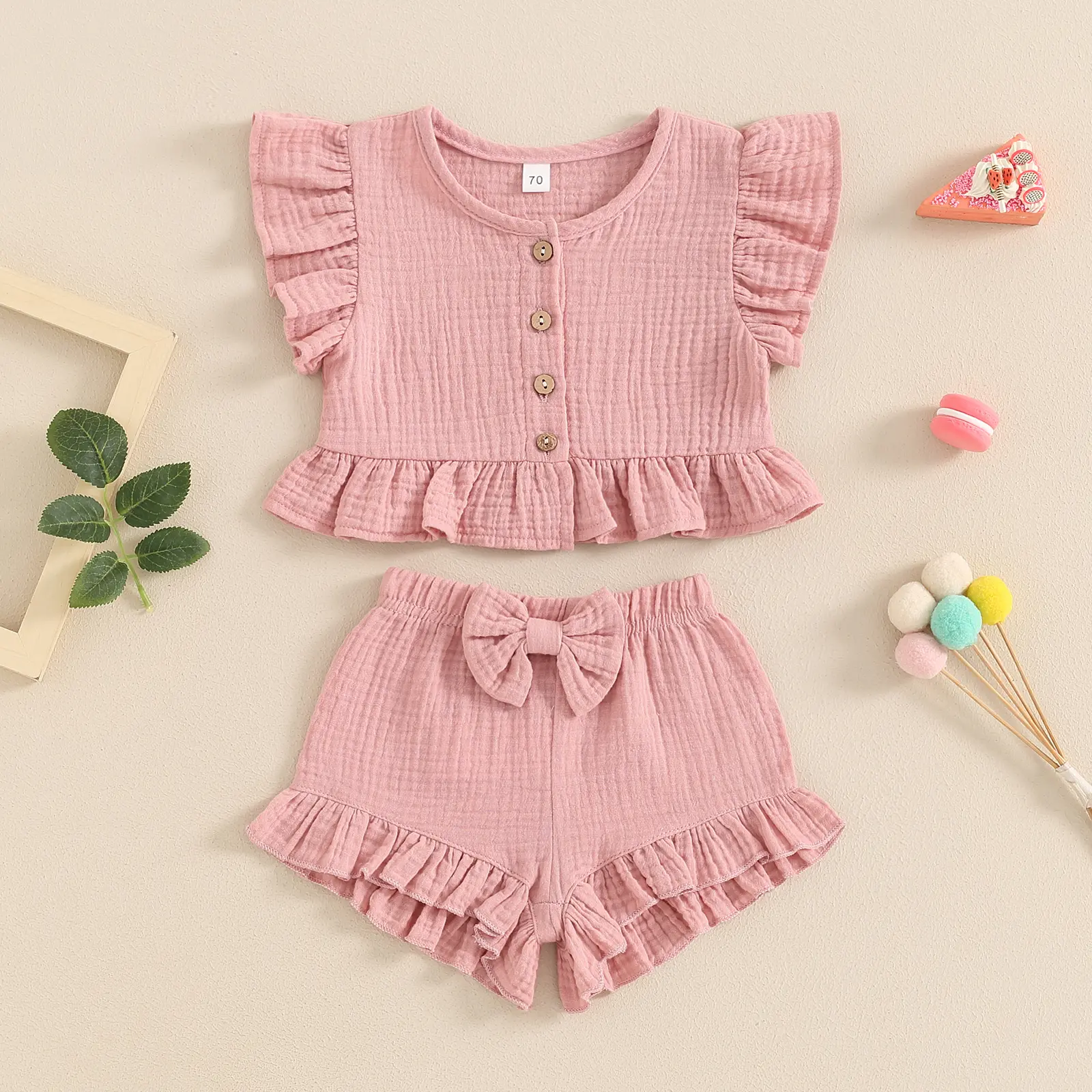 ma&baby 6M-4Y Toddler Infant Kid Baby Girl Clothes Sets Ruffle Button Tops Shorts Summer Casual Clothing Outfits