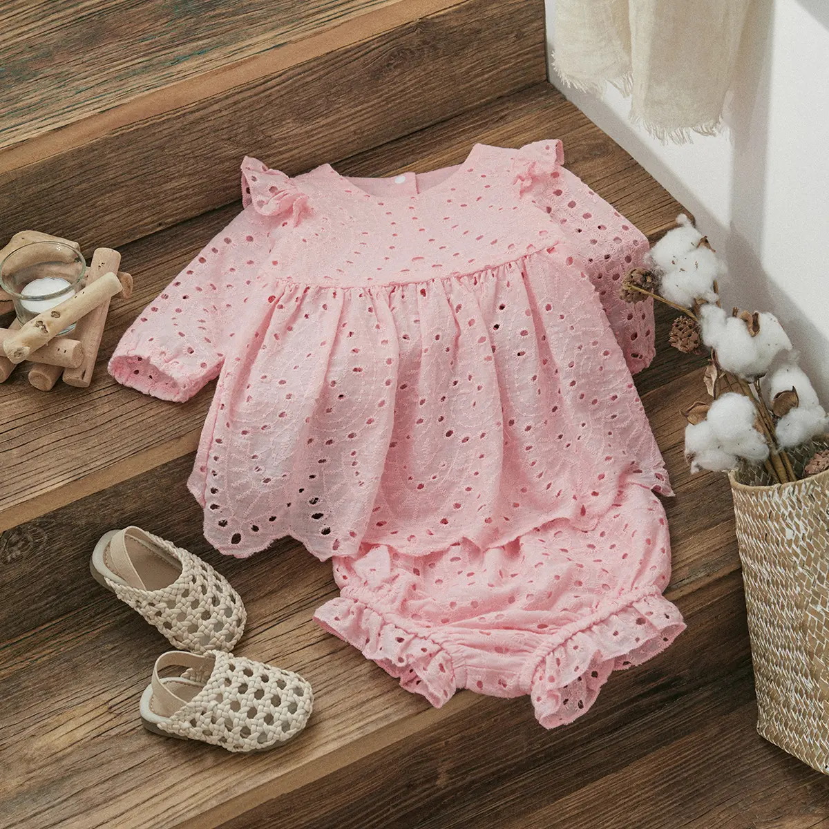 ma&baby 3-24M Baby Girl Clothes Sets Newborn Infant Toddler Girls Solid Color Long Sleeve Tops Shorts Outfits Clothing
