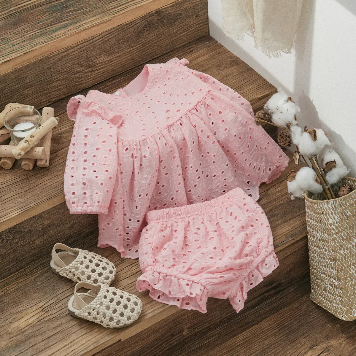 ma&baby 3-24M Baby Girl Clothes Sets Newborn Infant Toddler Girls Solid Color Long Sleeve Tops Shorts Outfits Clothing