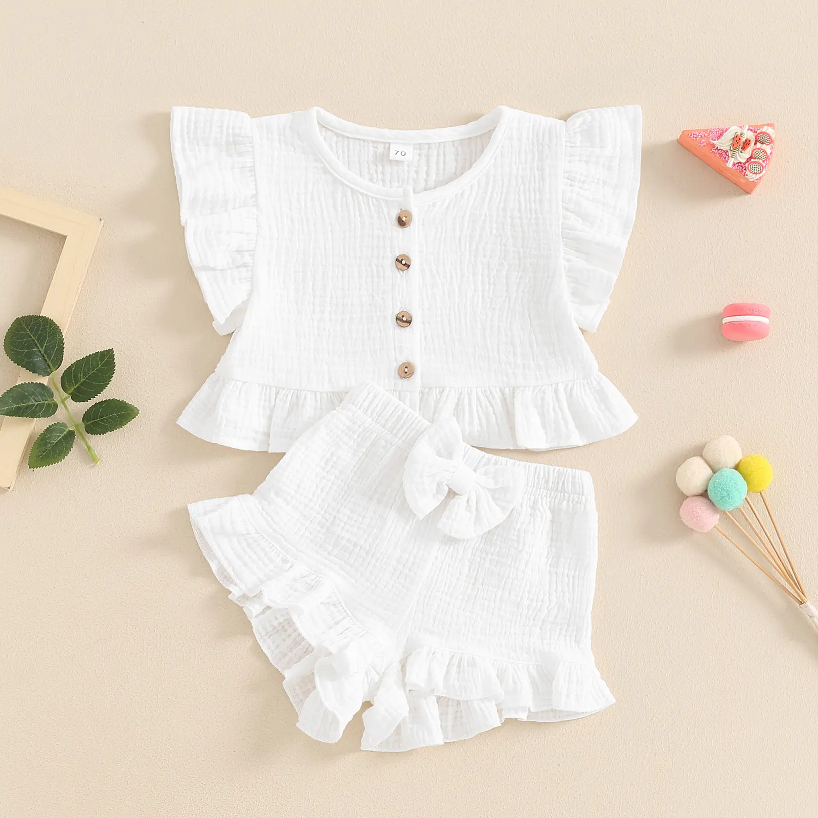 ma&baby 6M-4Y Toddler Infant Kid Baby Girl Clothes Sets Ruffle Button Tops Shorts Summer Casual Clothing Outfits