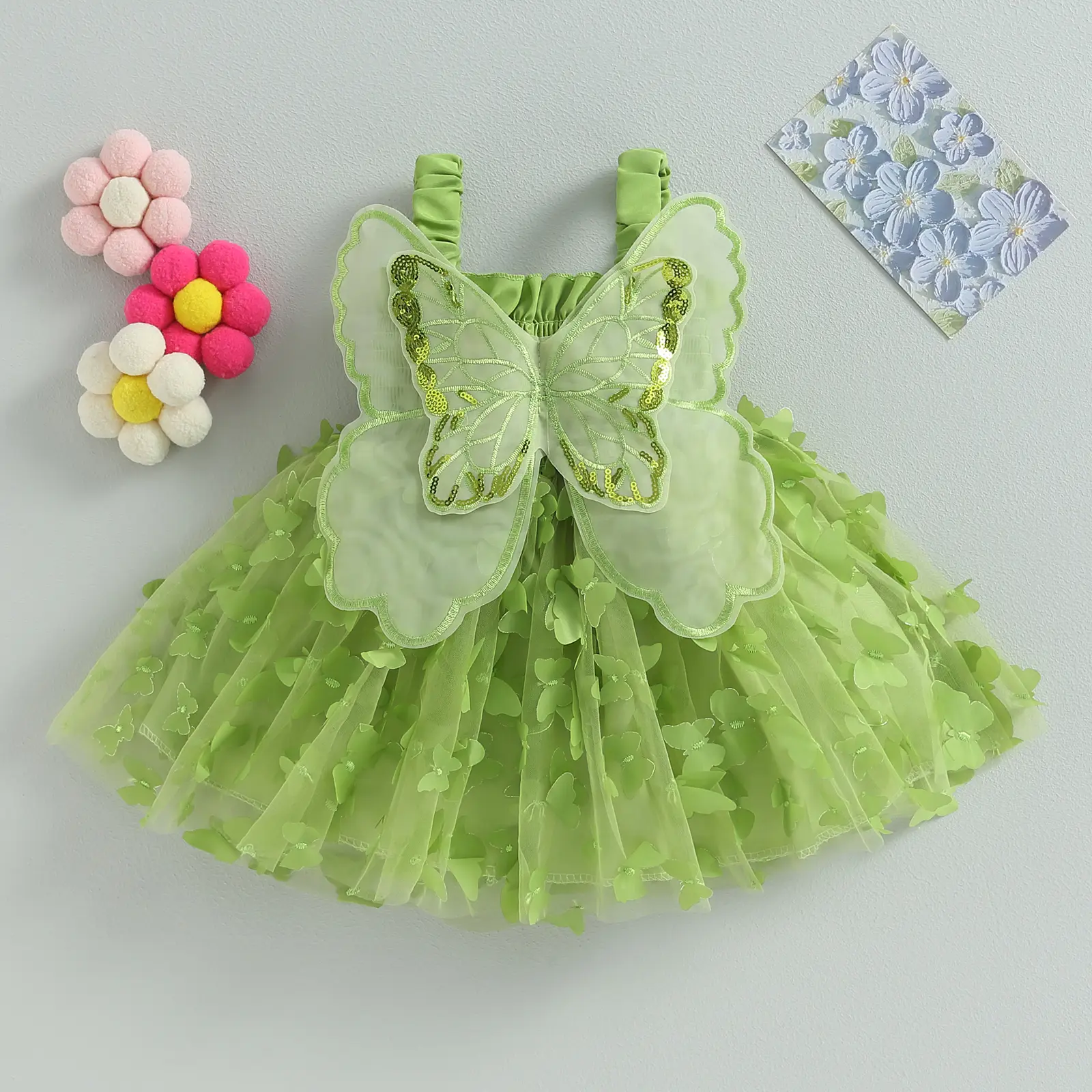 ma&baby 9M-4Y Princess Baby Girl Dress Princess Infant Toddler Kid Butterfly Wing Tutu Party Wedding Birthday Dresses For Girls