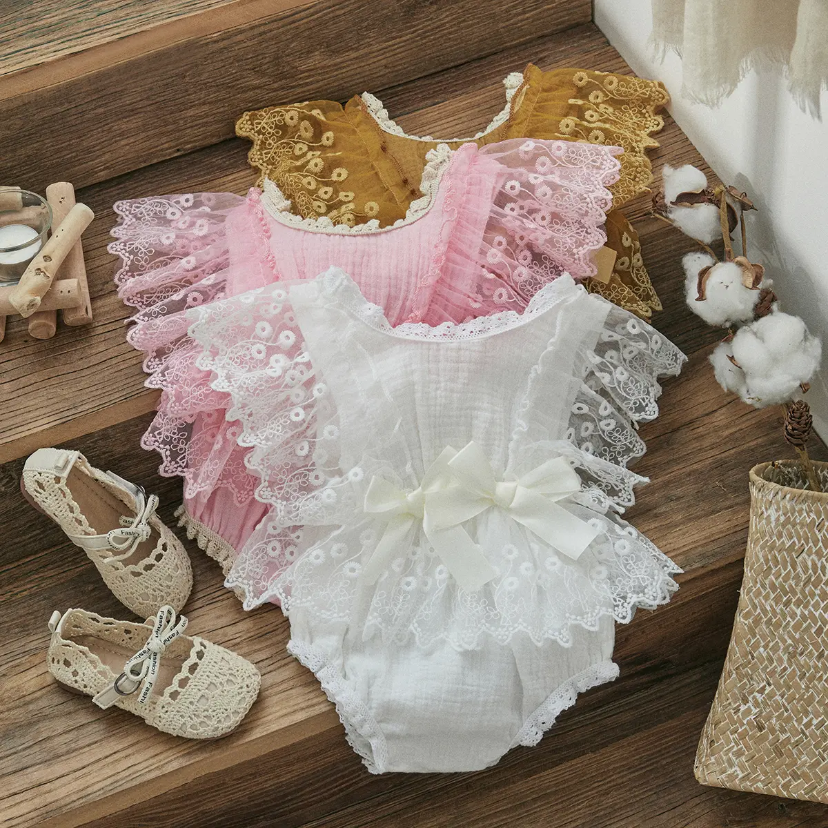ma&baby 0-18M Baby Girls Romper Princess Newborn Infant Toddler Lace Bow Jumpsuit Playsuit Sunsuit Playsuit