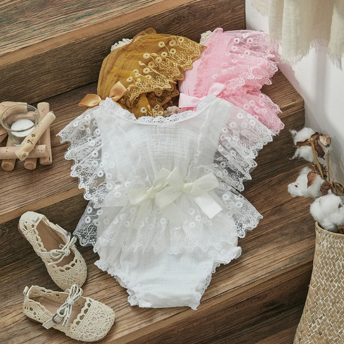 ma&baby 0-18M Baby Girls Romper Princess Newborn Infant Toddler Lace Bow Jumpsuit Playsuit Sunsuit Playsuit