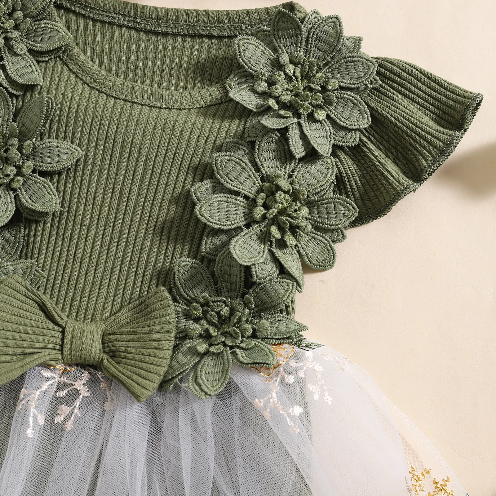 ma&baby 0-24M Newborn Infant Toddler Baby Girls Rompers Floral Embroidery Mesh Jumpsuits with Headband Outfits