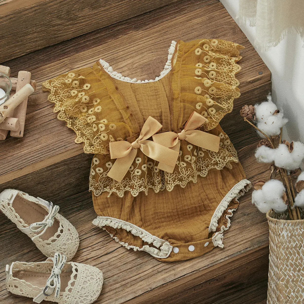 ma&baby 0-18M Baby Girls Romper Princess Newborn Infant Toddler Lace Bow Jumpsuit Playsuit Sunsuit Playsuit