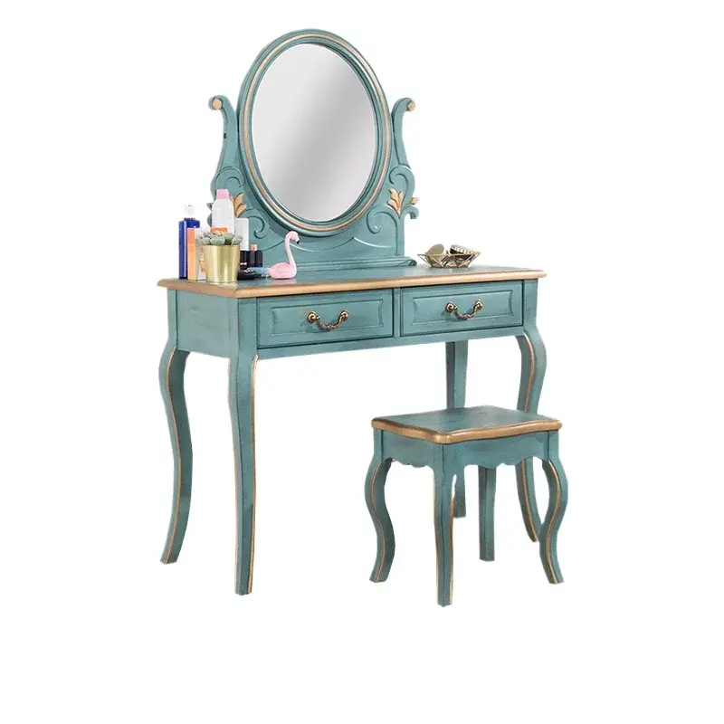Girls Modern Organizer Vanity Table Storage Mirror Stool Small Bedroom Dressing Table Jewelry Women Coiffeuse Chambre Furniture