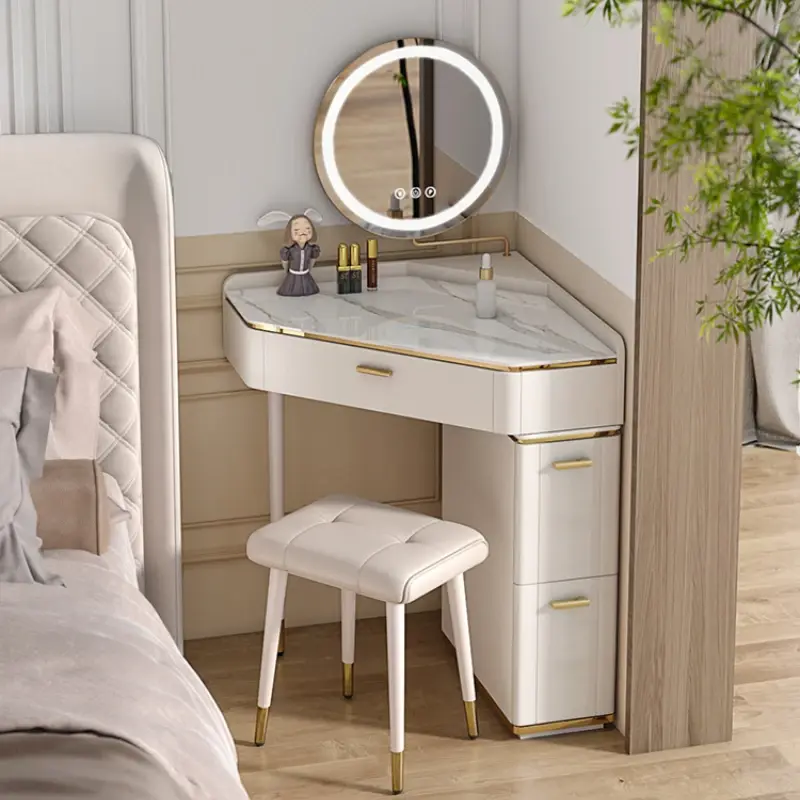 Corner Luxury Vanity Dresser Storage Mirror Set Women Organizer Dressers Makeup Drawer Coiffeuse Chambre Home Furniture Sets