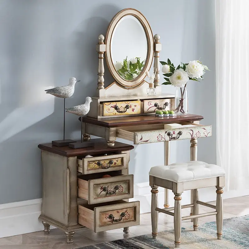 Women Drawers Storage Vanity Tables Mirror Stool Luxury Unique Bedroom Dressers Makeup Organizer Coiffeuse Chambre Furniture