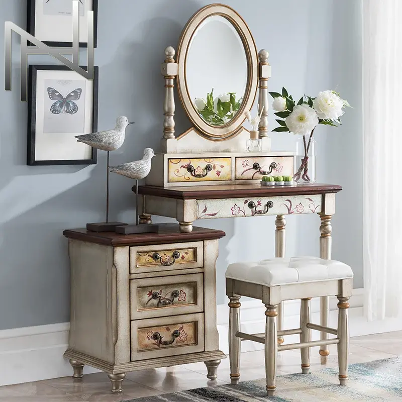 Women Drawers Storage Vanity Tables Mirror Stool Luxury Unique Bedroom Dressers Makeup Organizer Coiffeuse Chambre Furniture