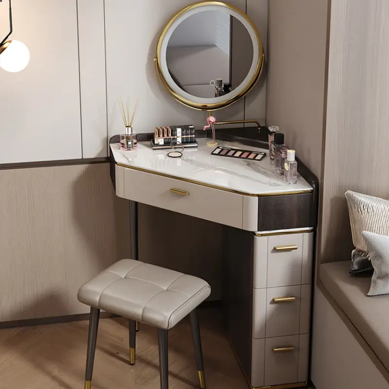 Corner Luxury Vanity Dresser Storage Mirror Set Women Organizer Dressers Makeup Drawer Coiffeuse Chambre Home Furniture Sets
