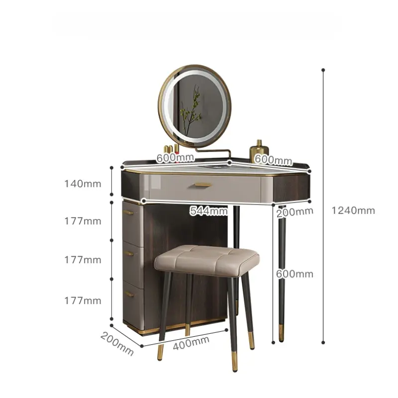 Corner Luxury Vanity Dresser Storage Mirror Set Women Organizer Dressers Makeup Drawer Coiffeuse Chambre Home Furniture Sets
