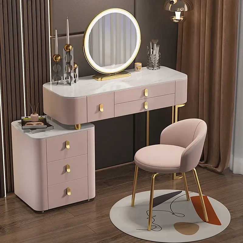 Girl Organizer Makeup Dresser Luxury Mirror Set Princess Vanity Dressers Drawer Storage Coiffeuse Chambre Home Furniture