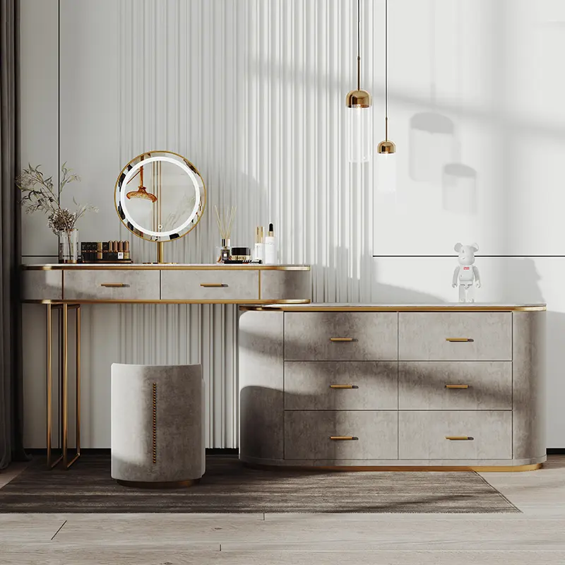 Luxury Organizer Corner Dresser Vanity Makeup Women Modern Drawer Dressers Mirrors Storage Coiffeuse Chambre Home Furniture