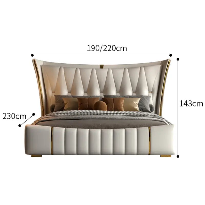 Design Leather Storage Double Bed Modern Soft Adults Luxury Queen Double Bed Space Saving Letto Matrimoniale Home Furniture