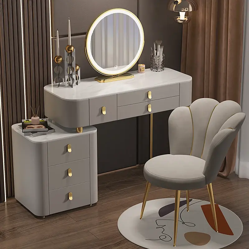 Girl Organizer Makeup Dresser Luxury Mirror Set Princess Vanity Dressers Drawer Storage Coiffeuse Chambre Home Furniture