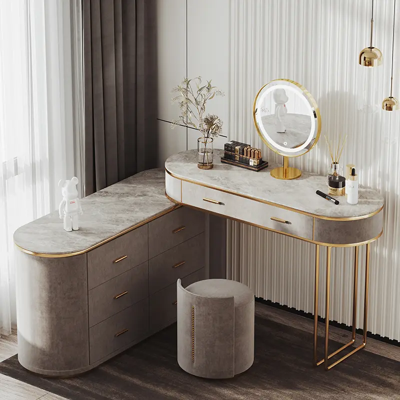 Luxury Organizer Corner Dresser Vanity Makeup Women Modern Drawer Dressers Mirrors Storage Coiffeuse Chambre Home Furniture