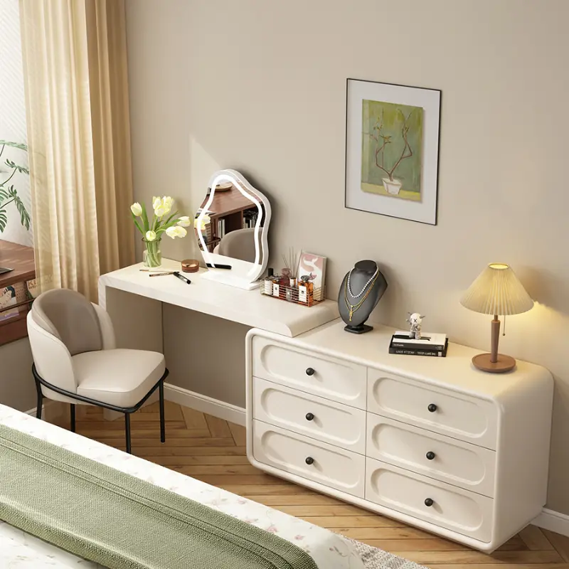 Modern Nordic Storage Vanity Table Wood Mirror Drawers Long Bedroom Dressers Makeup Girls Tocador Maquillaje Home Furniture
