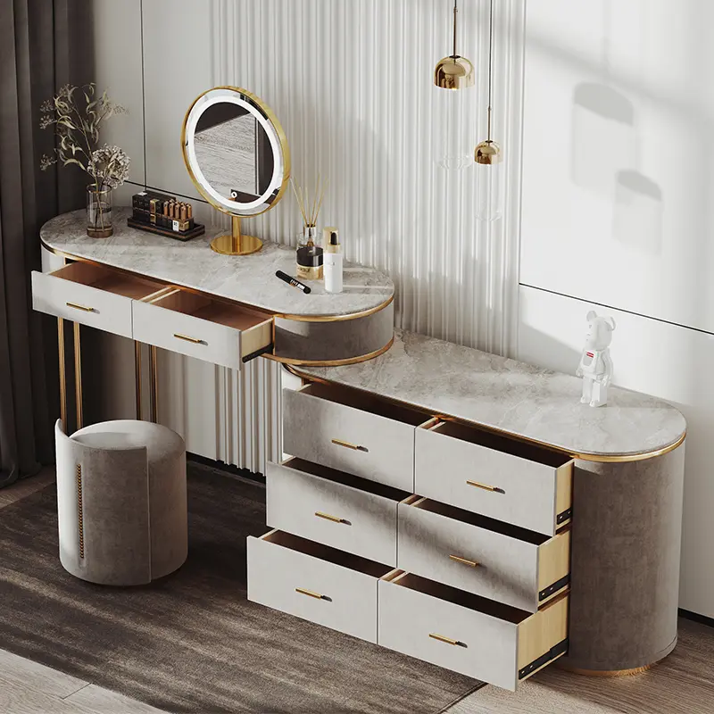 Luxury Organizer Corner Dresser Vanity Makeup Women Modern Drawer Dressers Mirrors Storage Coiffeuse Chambre Home Furniture