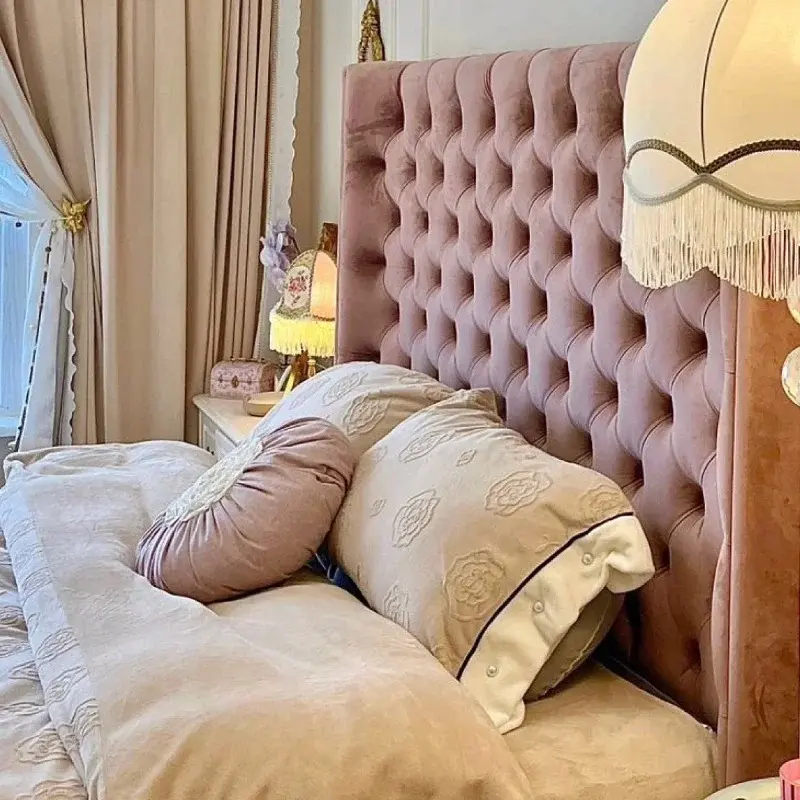 Pretty Elegant Double Bed Frame House Modern Italian Villa Bed Princess Loft Cama Matrimonial King Size Bedroom Set Furniture