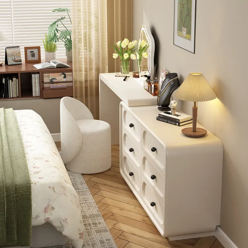 Modern Nordic Storage Vanity Table Wood Mirror Drawers Long Bedroom Dressers Makeup Girls Tocador Maquillaje Home Furniture