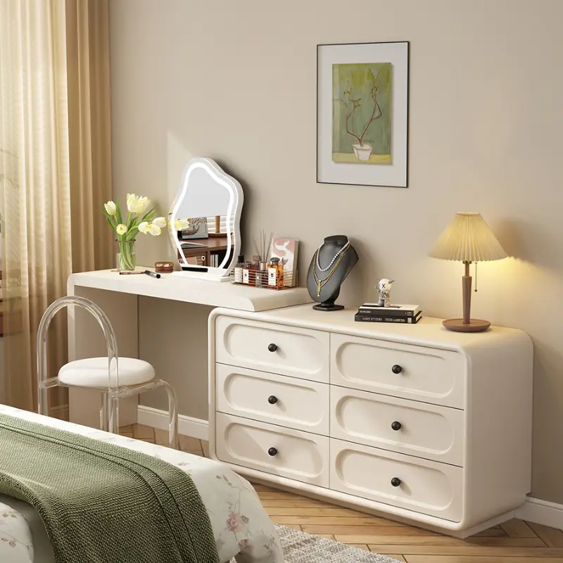 Modern Nordic Storage Vanity Table Wood Mirror Drawers Long Bedroom Dressers Makeup Girls Tocador Maquillaje Home Furniture
