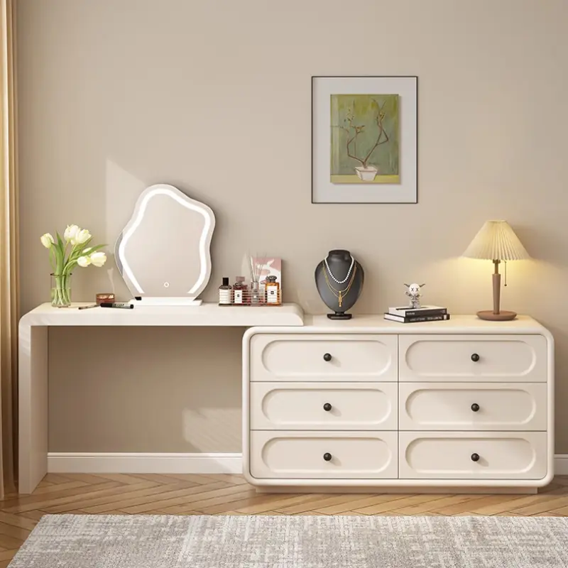 Modern Nordic Storage Vanity Table Wood Mirror Drawers Long Bedroom Dressers Makeup Girls Tocador Maquillaje Home Furniture