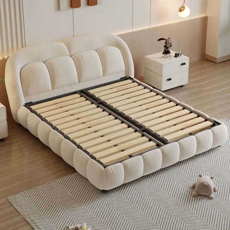 Designer Princess Base Bed Frame Wood Platform High Bedframe Double Bed Bedroom Frames Queen Cama Grande Bedroom Furniture