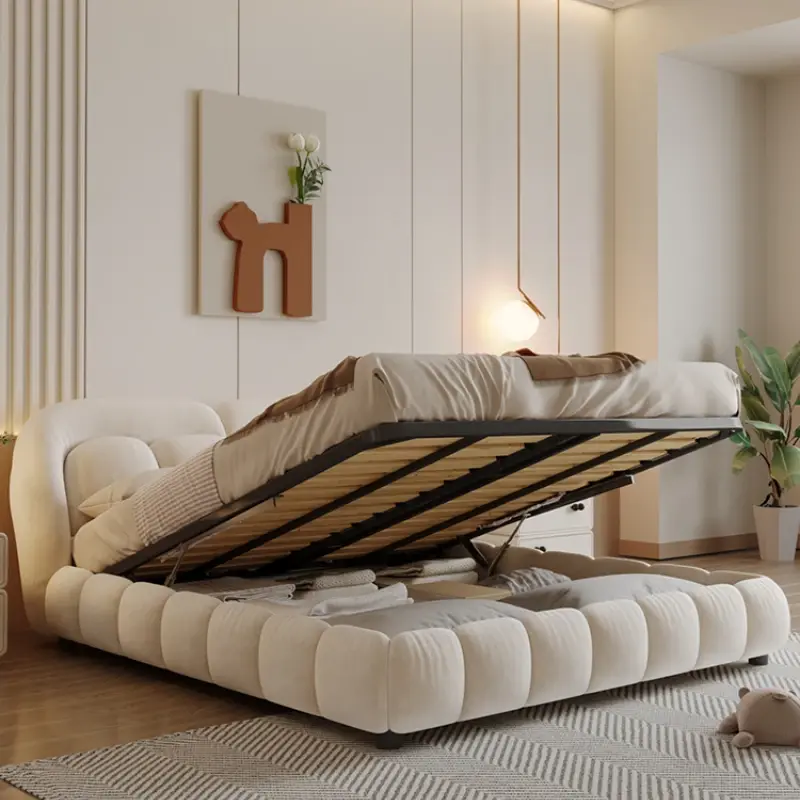 Designer Princess Base Bed Frame Wood Platform High Bedframe Double Bed Bedroom Frames Queen Cama Grande Bedroom Furniture