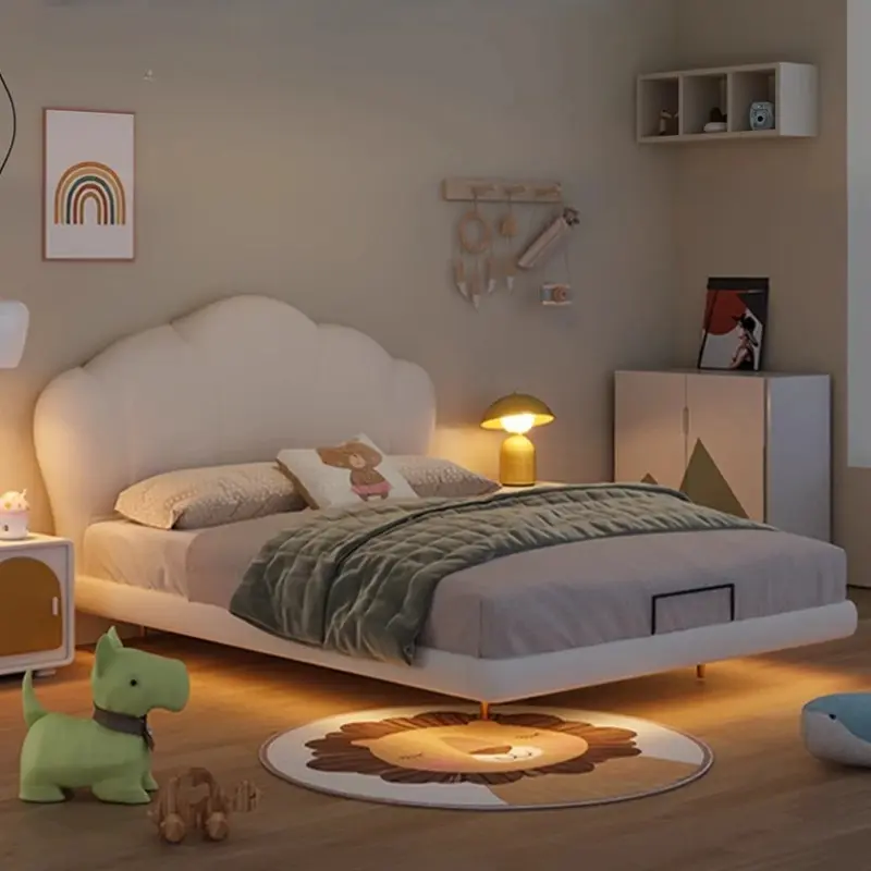 Design Soft Modern Bed Luxury Loft Princess White Loft Children Beds Boys Girls Lit De Chambre A Coucher Bedroom Furniture