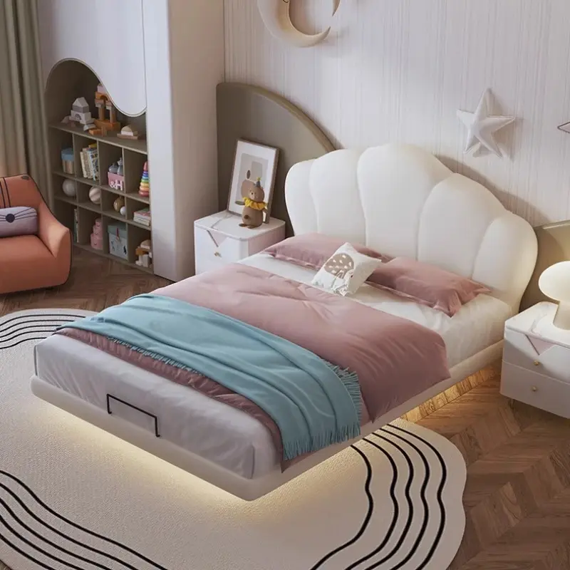Design Soft Modern Bed Luxury Loft Princess White Loft Children Beds Boys Girls Lit De Chambre A Coucher Bedroom Furniture