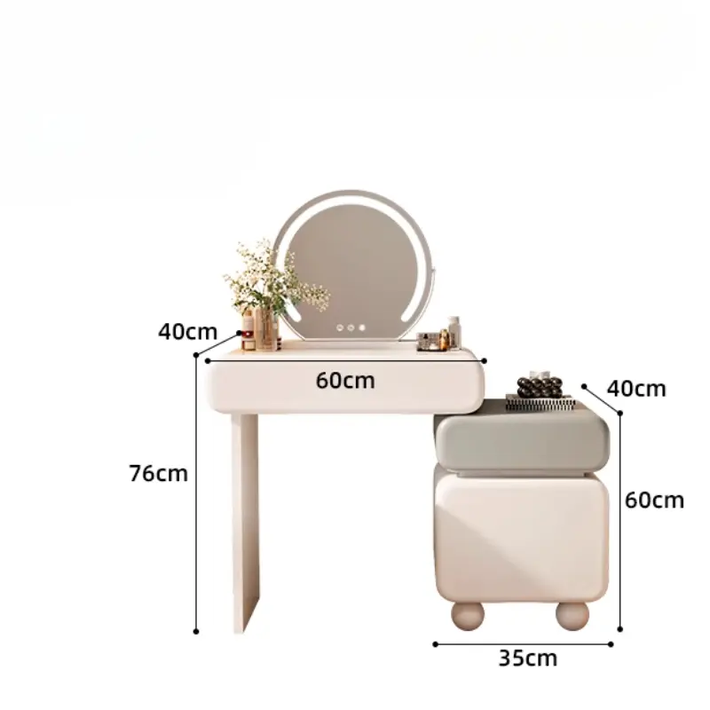 Modern Nordic Organizer Vanity Table Mirror Chair Girls Space Saving Dressing Table Bedroom Unique Tocador Maquillaje Furniture