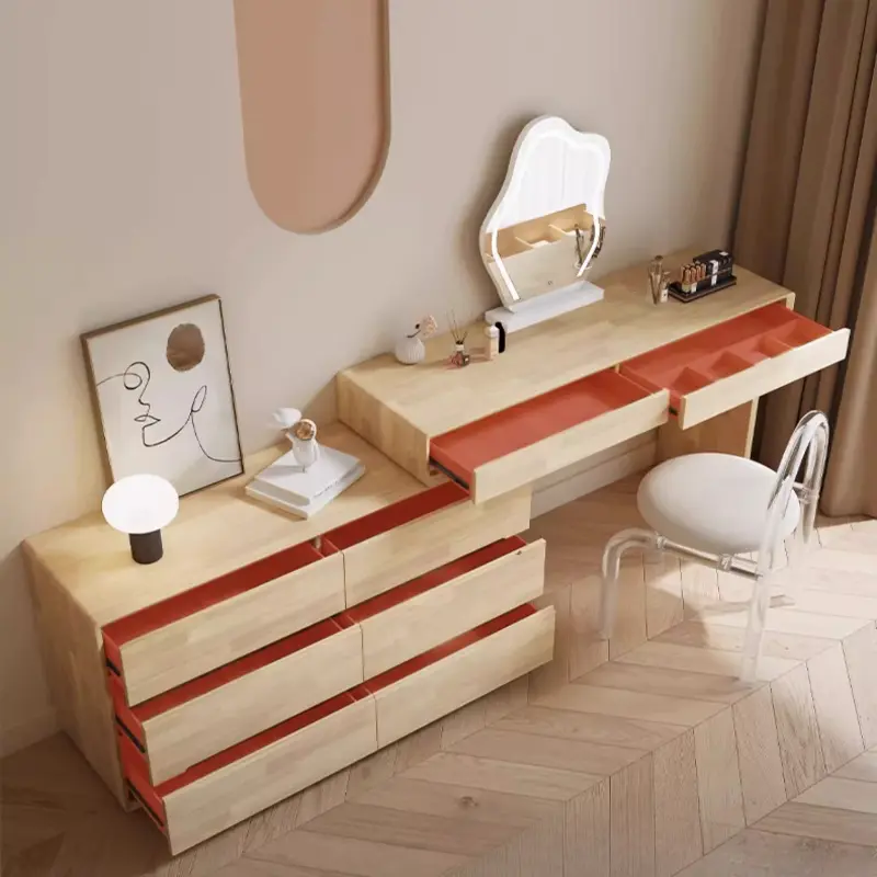 Women Girls Modern Vanity Table Storage Organizer Nordic Unique White Dresser Mirror Chair Tocador Maquillaje Bedroom Furniture