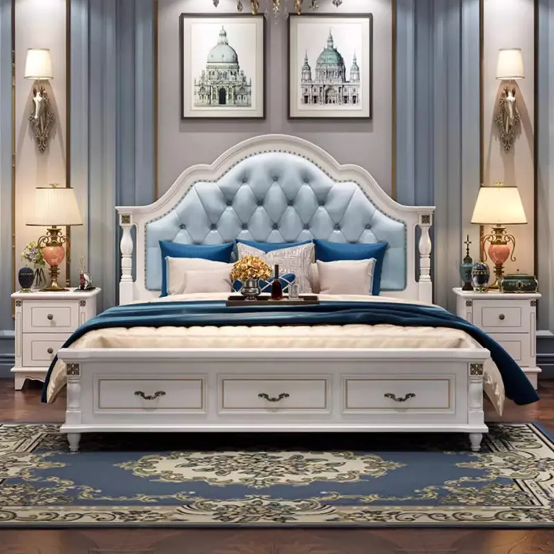 Princess Wood Modern Double Bed Mattress Set Luxury Girls Adults Double Bed Loft Queen High Cama Doble Bed Room Furnitures