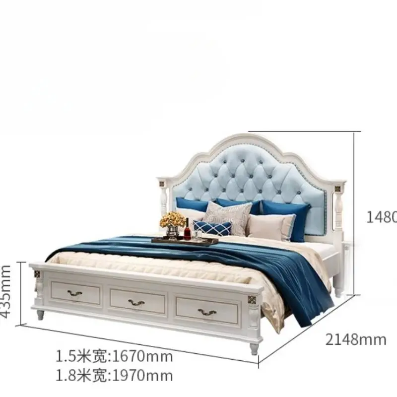 Princess Wood Modern Double Bed Mattress Set Luxury Girls Adults Double Bed Loft Queen High Cama Doble Bed Room Furnitures