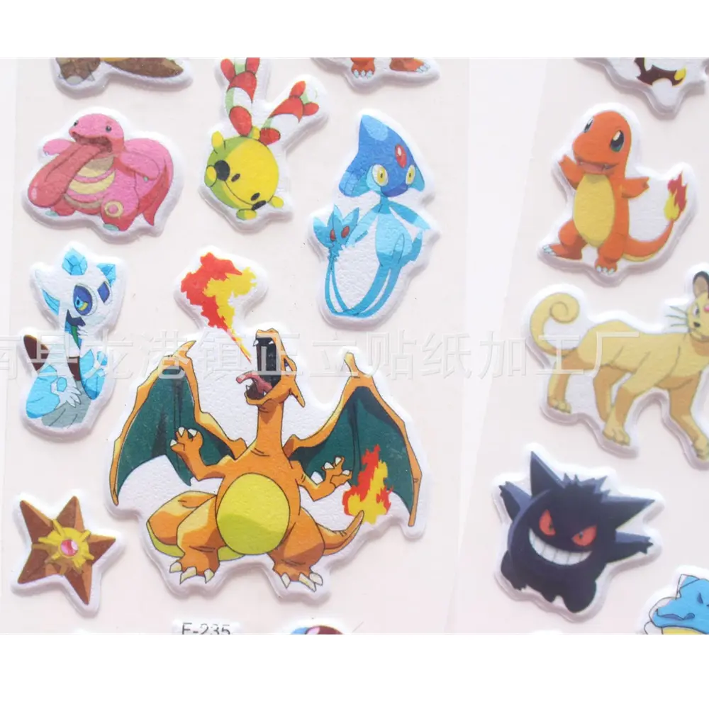 6pcs/set Pokemon Paster Pikachu Children's Cartoon Sticker Customizable 3D Puffy Bubble Stickers Kawaii Toys Vinyl Anime