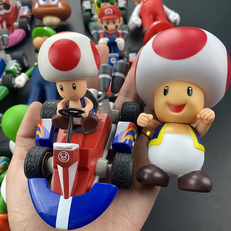 Super Mario Bros Cartoon Dolls Model Anime Figures Luigi Yoshi Mario Pull Back Car Collectible Model Toys for kids Birthday Gift