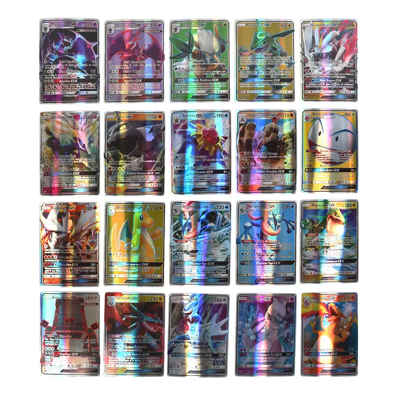100Pcs Pokemons Cards German French English Vmax GX Color Energy Card Pikachu Rare Collection Battle Trainer Boys Gifts