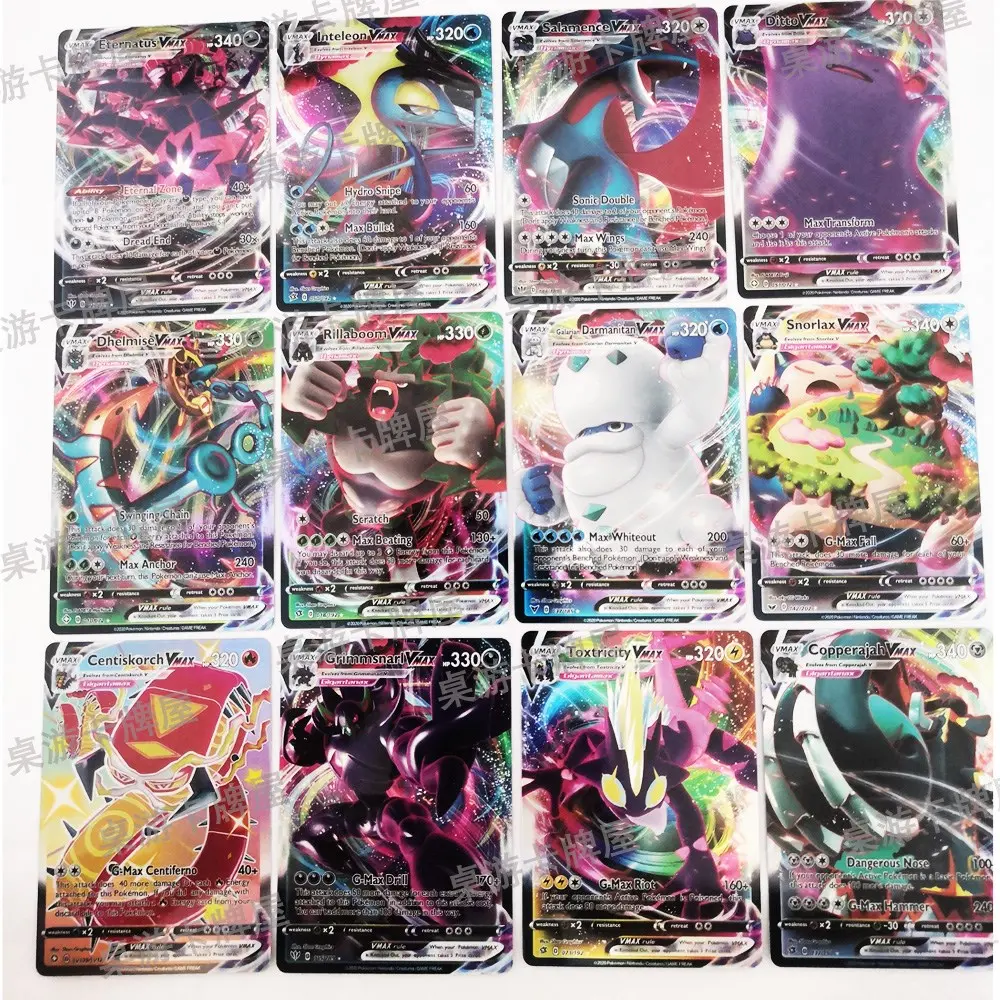 50/100Pcs pokemons French English German cards pokemons Card 100 Gx 100 V Max VMAX 50