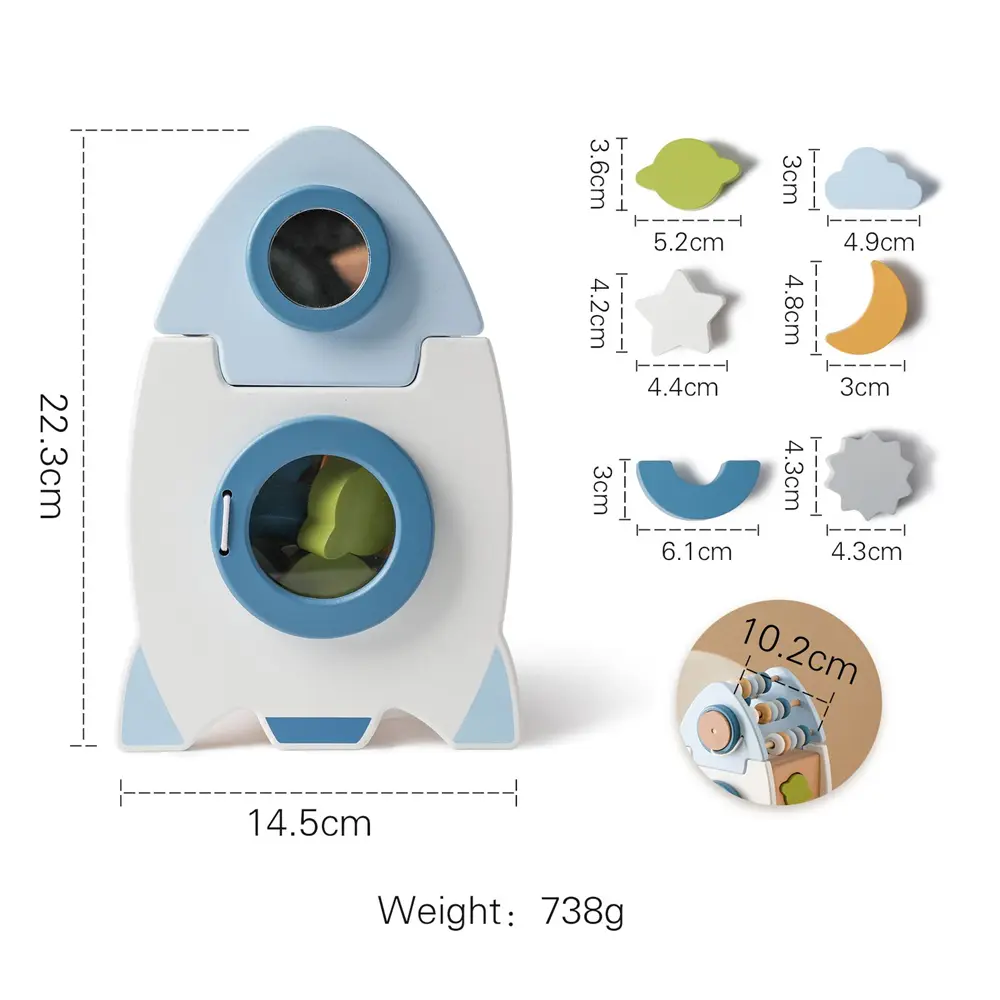 Montessori Wooden Rocket Toy Baby Multi-function Shape Cognitive Educational Block Toy Set Puzzle Interactive Game Toy Baby Gift