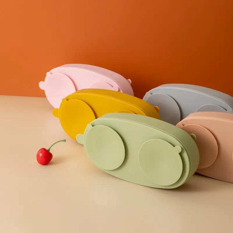 Baby Safe Silicone Bowl Solid Color Waterproof Children Complementary Food Training Silicone Tableware Infait Suction Cups Bowls