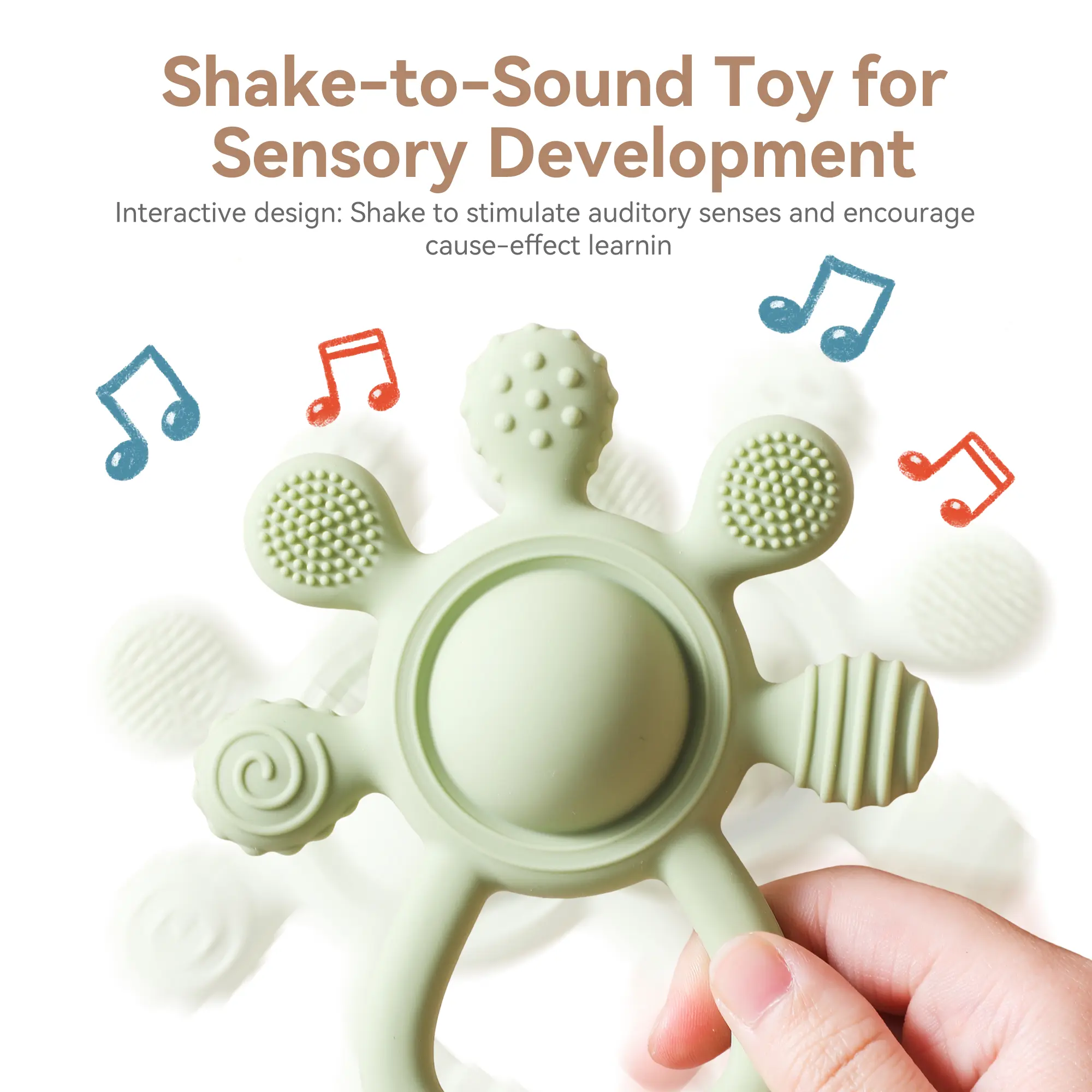 1pc Silicone Teether 0-12 Baby Teething Silicone Dental Care Toddle Palm Ringing Bell Sensory Toys Anti-eating Hand Sooth Gift