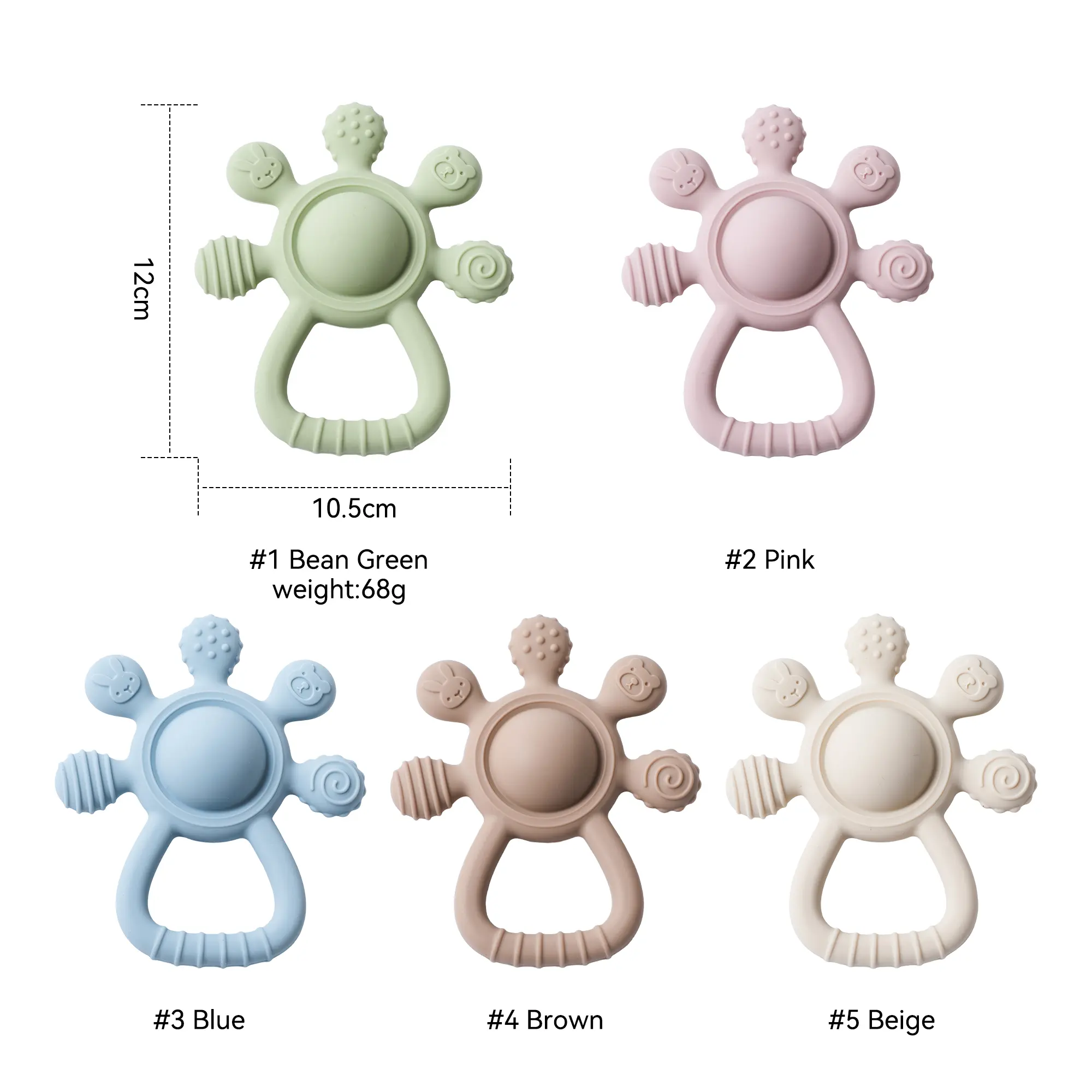 1pc Silicone Teether 0-12 Baby Teething Silicone Dental Care Toddle Palm Ringing Bell Sensory Toys Anti-eating Hand Sooth Gift