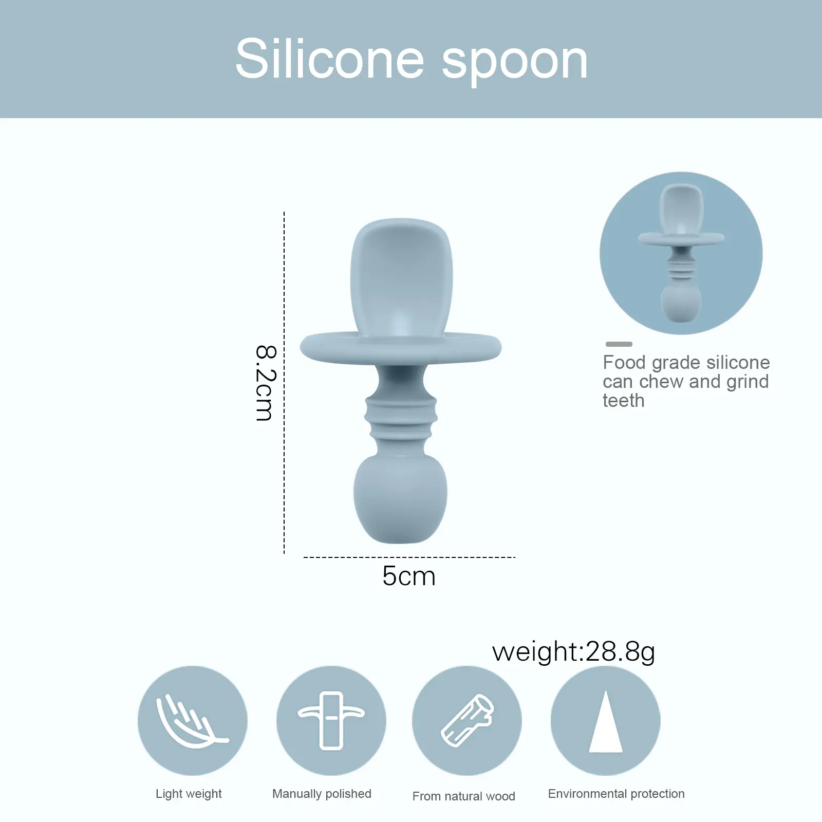 Children Food Grade Safe Silicone Spoon Baby Complementary Food Training Silicone Tableware Infait Solid Color Silicone Spoon