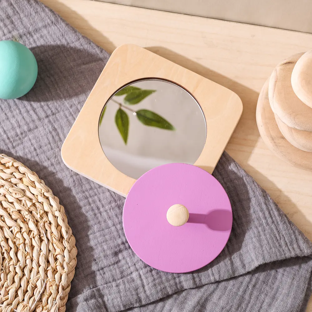 Montessori Wooden Mirror Exercise Newborn's Hand Eye Coordination Toy Early Sensory Coordination Education Puzzle Toys Baby Gift
