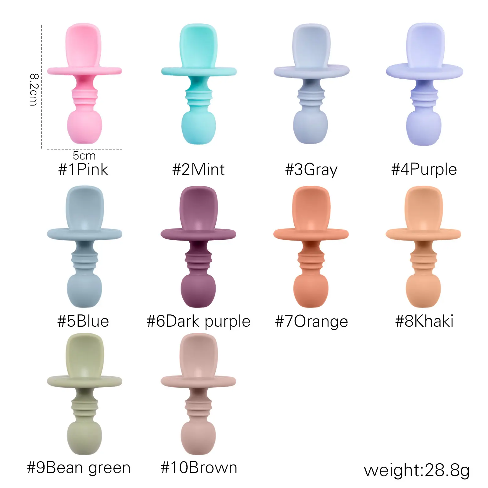 Children Food Grade Safe Silicone Spoon Baby Complementary Food Training Silicone Tableware Infait Solid Color Silicone Spoon