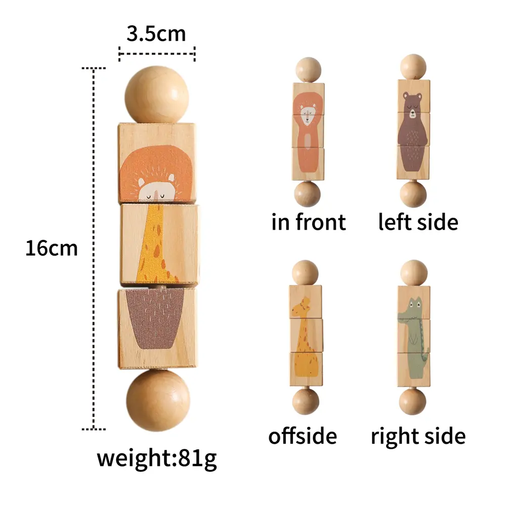 Wooden Hand Bell Toy Montessori Kid Develop Hand-on Ability Toy Animal Puzzle Mobile Musical Rattle Educational Toy Newborn Gift