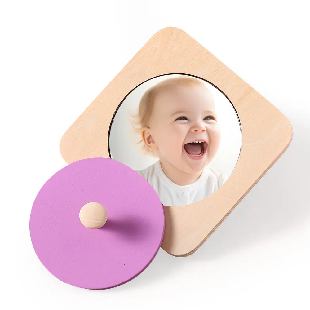 Montessori Wooden Mirror Exercise Newborn's Hand Eye Coordination Toy Early Sensory Coordination Education Puzzle Toys Baby Gift