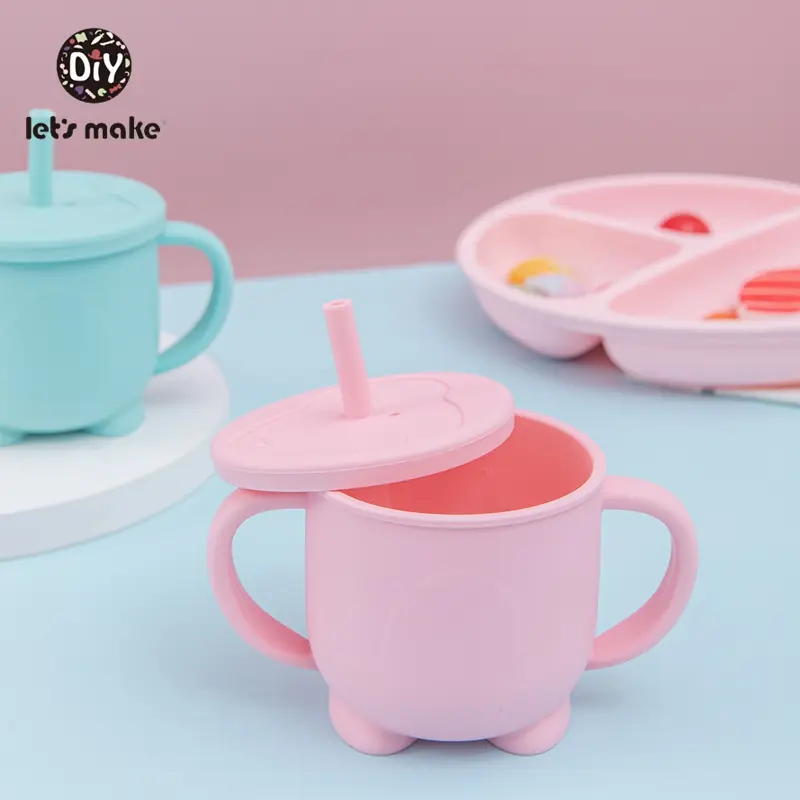 1PC Silicone Baby Cup BPA Free Snacks Bottle Drinkware Feeding Solid Tableware Toddlers Dishes For Baby Bowl Waterproof