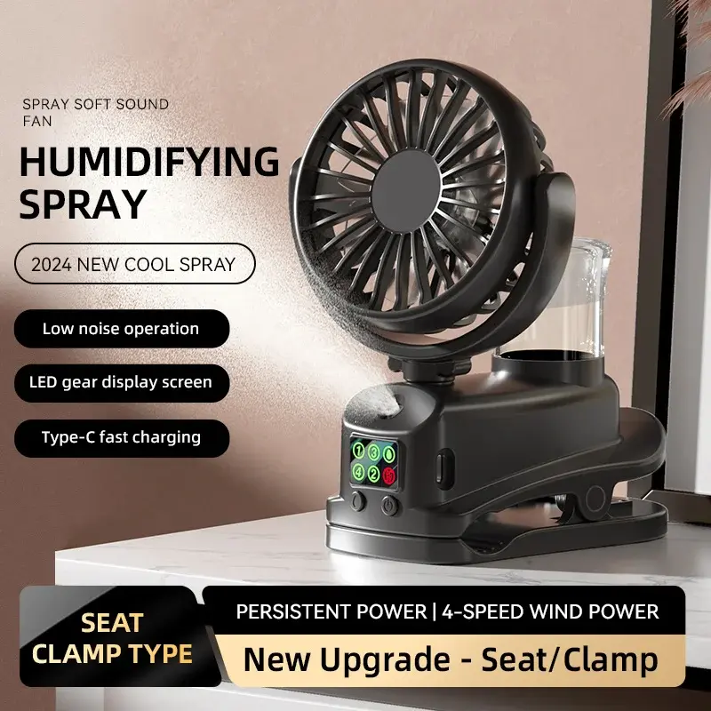 Refrigerating Clip Spray Fan Rechargeable Office Dormitory Outdoor Multi-Functional Desktop Clip Fan Moisturizing